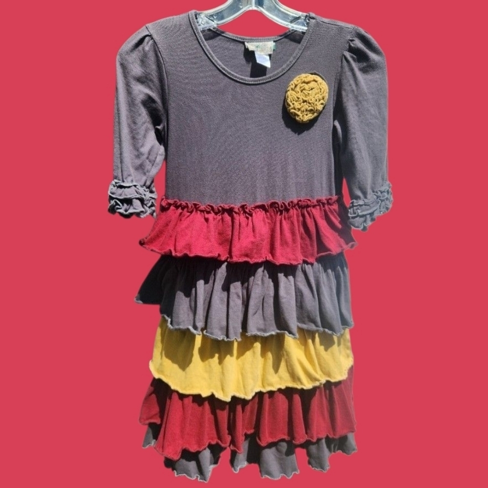 Sado GIRLS SIZE 9/10 little girls boutique TIERED FALL colors DRESS Adorable